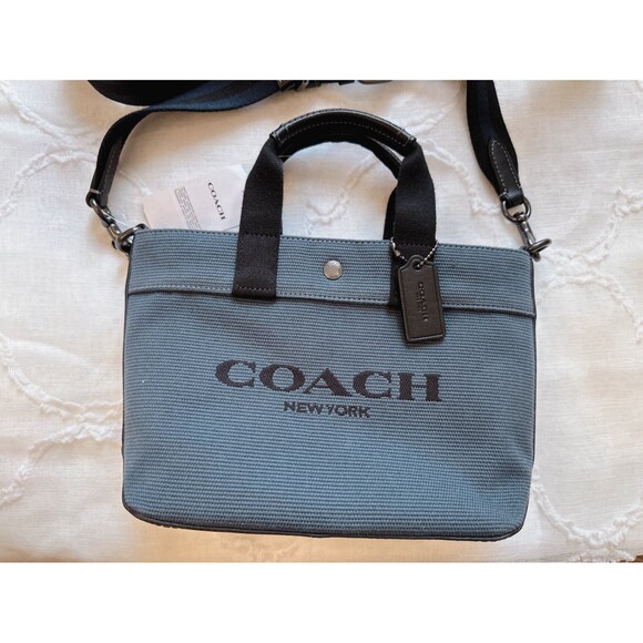 NWT Coach CU299 MEN'S Tote 20 In Colorblock QB Denim Midnight Navy - Picture 2 of 11